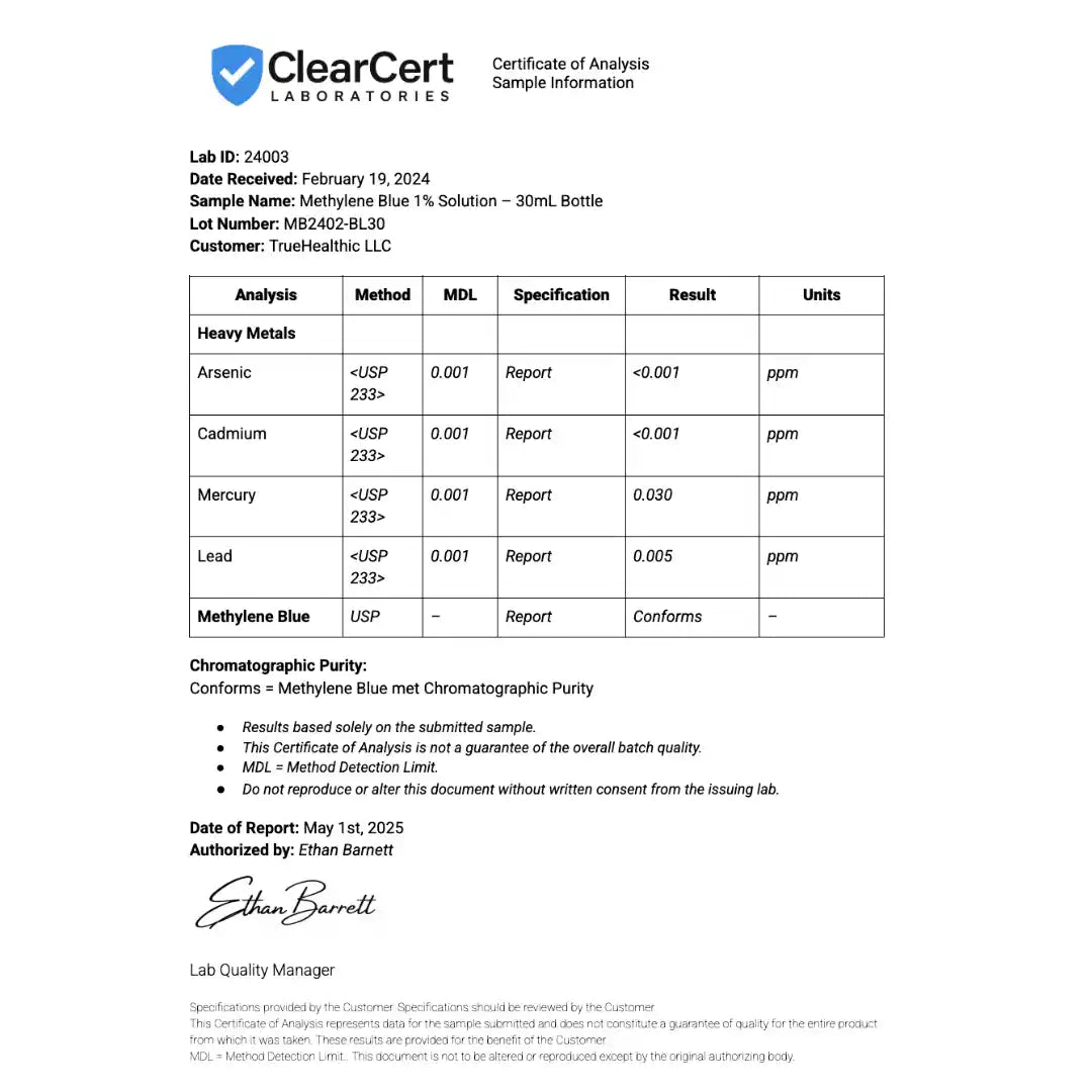TrueHealthic™ Ultimate Methylene Blue 1% 30mL (1.0 oz)